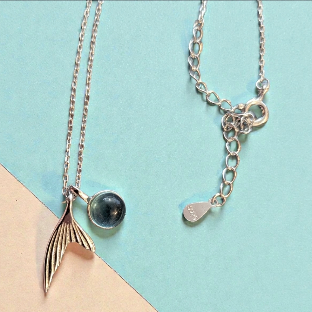 Sterling Silver Mermaid Tail "Bubble" Necklace